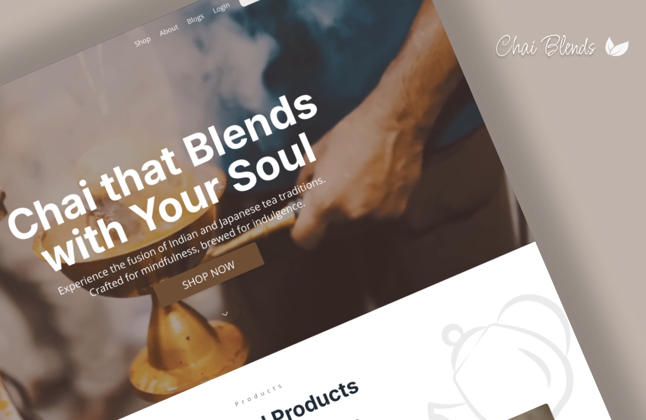 An image of an e-commerce webpage called Chai Blends.