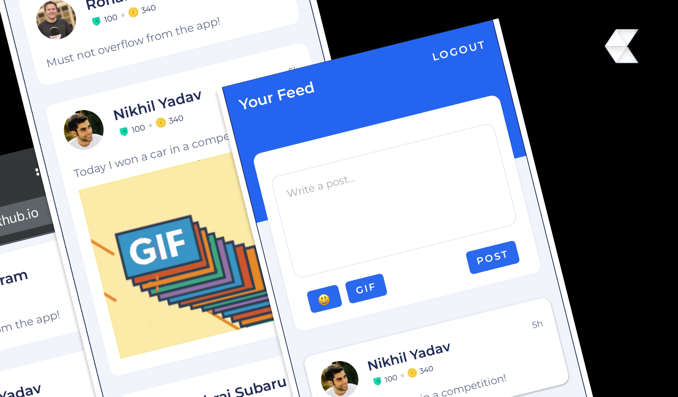 An image of the social media app project.